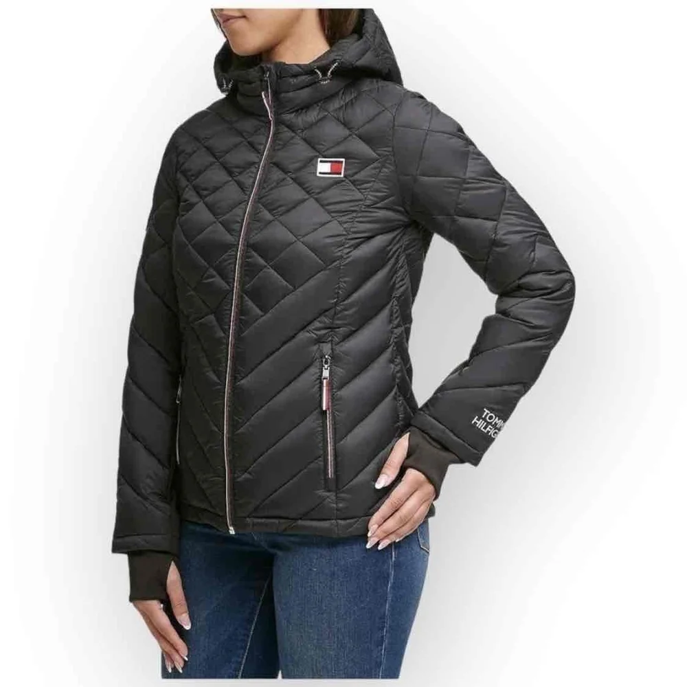 Tommy Hilfiger Women’s Hooded Zip Front Jacket - Black, Packable - Picture 2 of 12